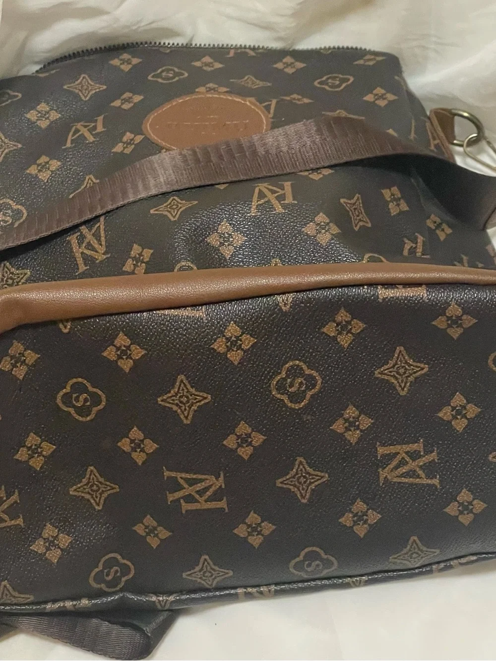 RUMU Monogram Crossbody Bag in Brown